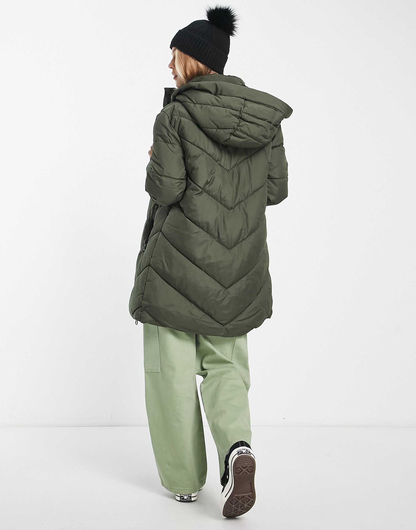 Chevron Hooded Padded Coat