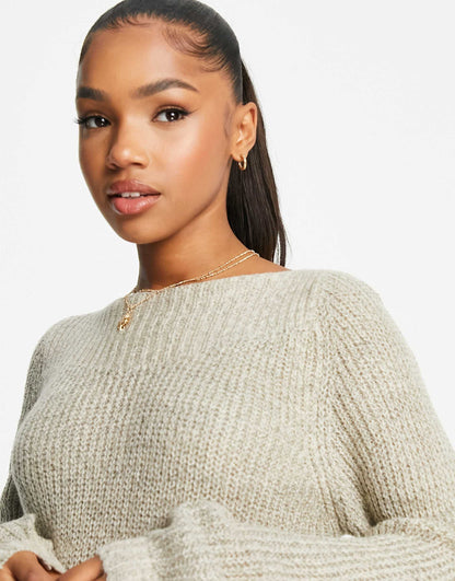 Wide Neck Knitted Mini Jumper Dress