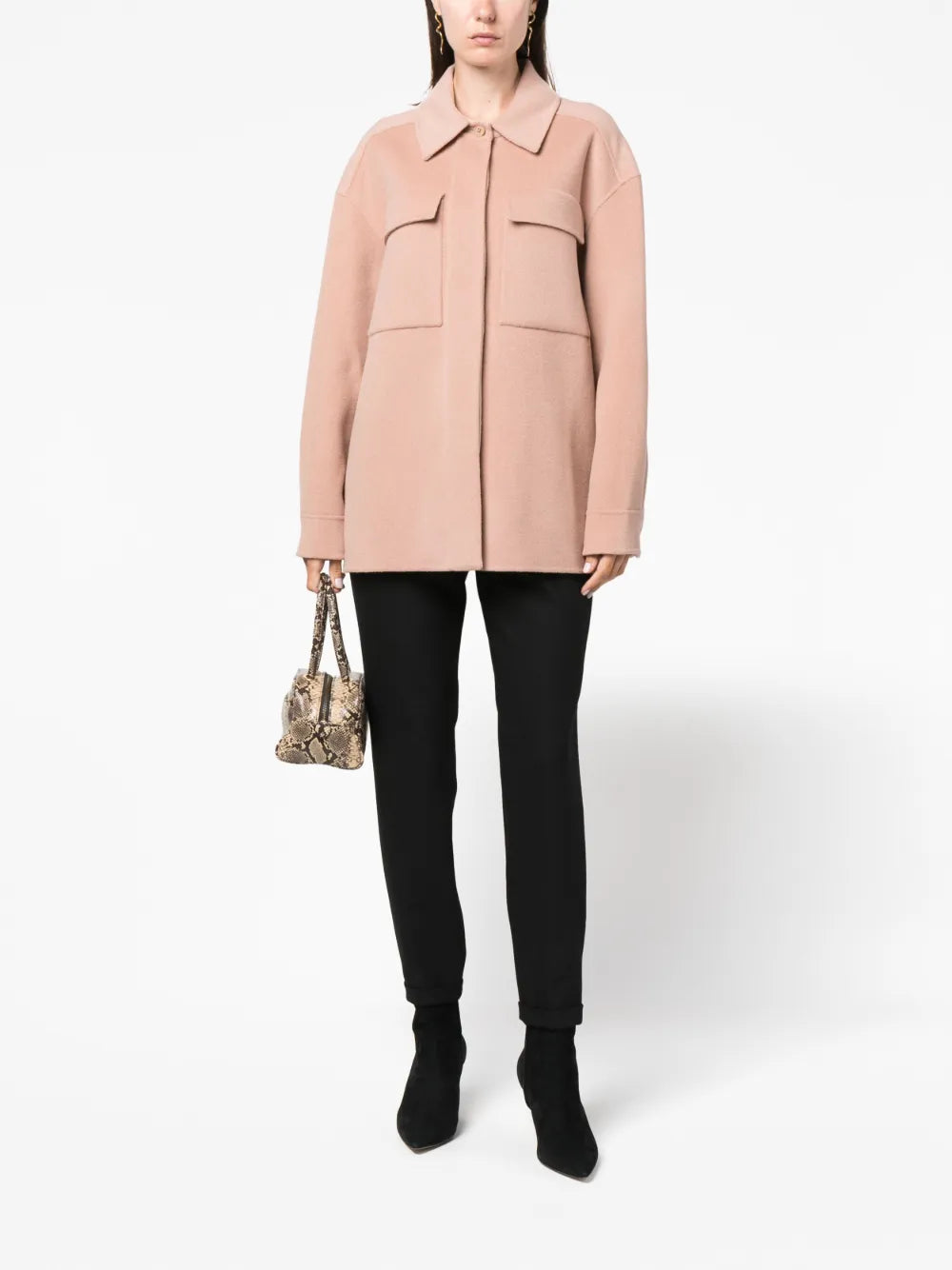 Spread-Collar Wool Shirt Jacket