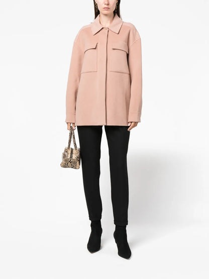 Spread-Collar Wool Shirt Jacket