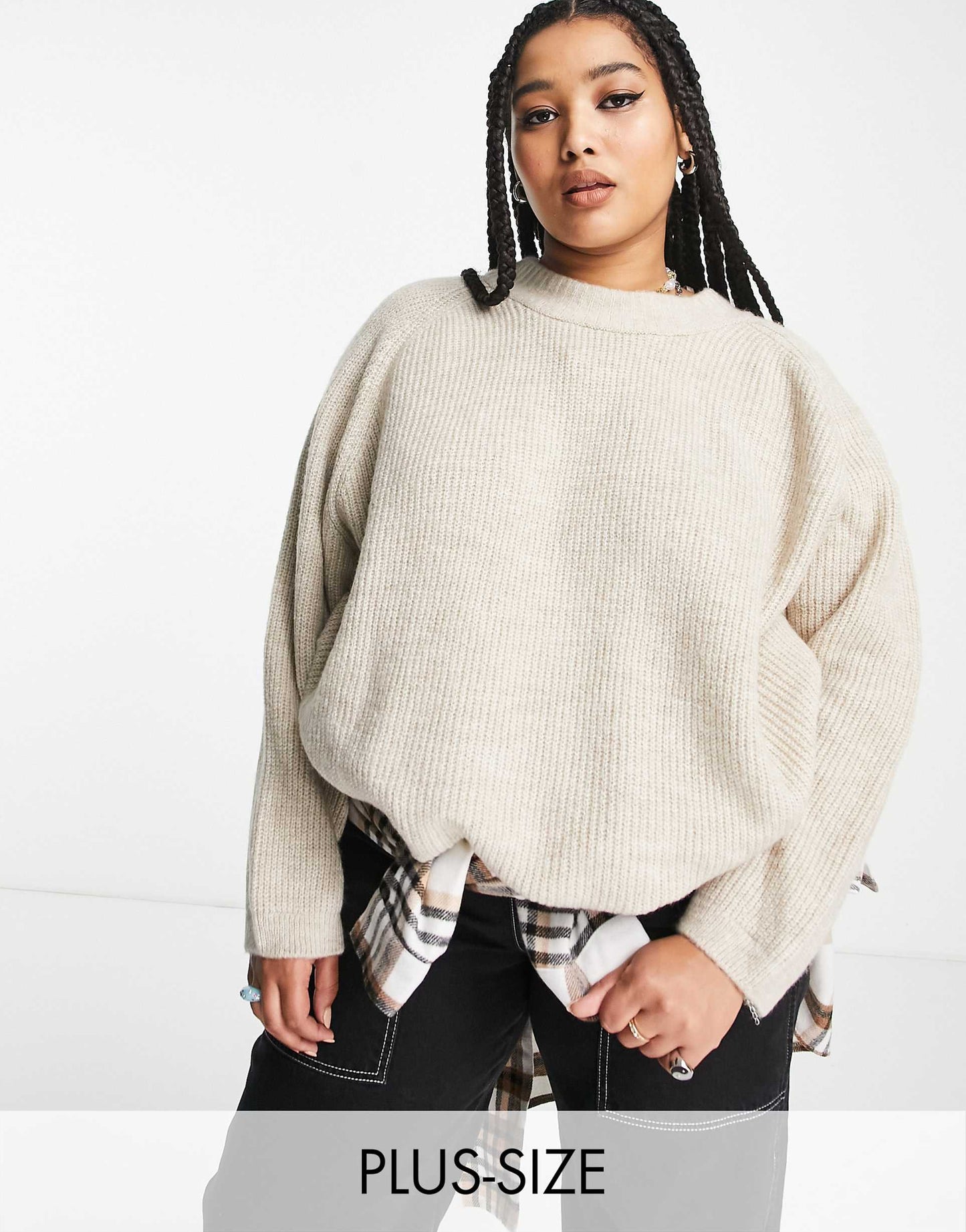 Curve Ribbed Crew Neck Jumper