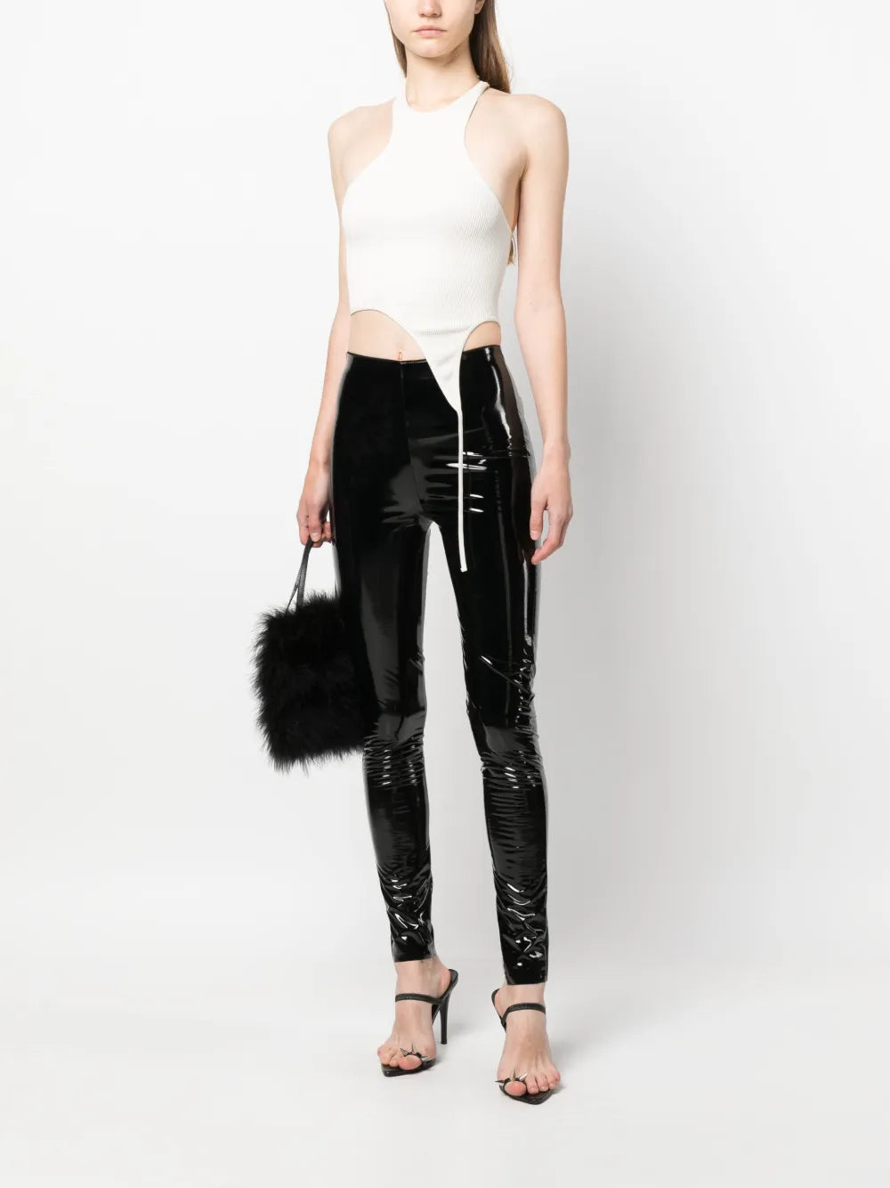 Mid-Rise Patent-Finish Trousers