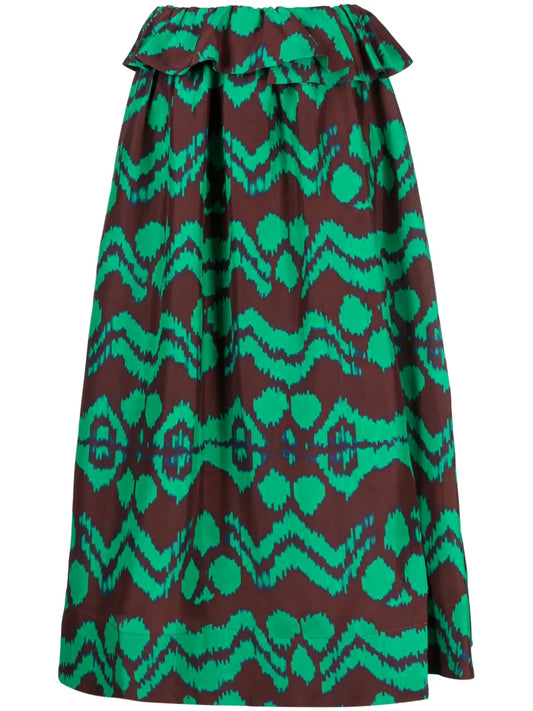 Graphic-Prink Silk Skirt
