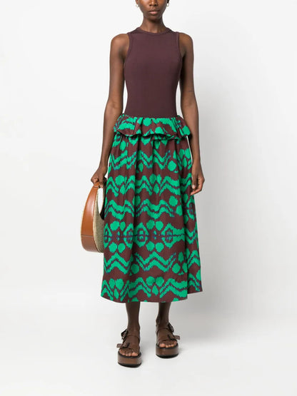 Graphic-Prink Silk Skirt