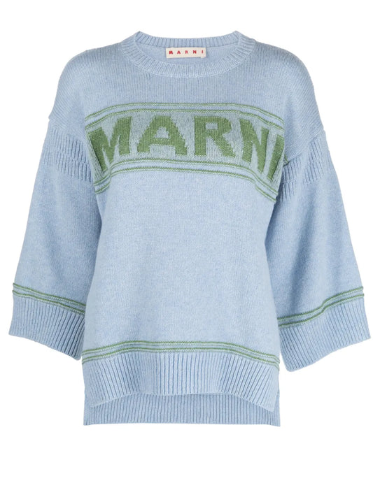 Intarsia-Logo Virgin-Wool Sweater