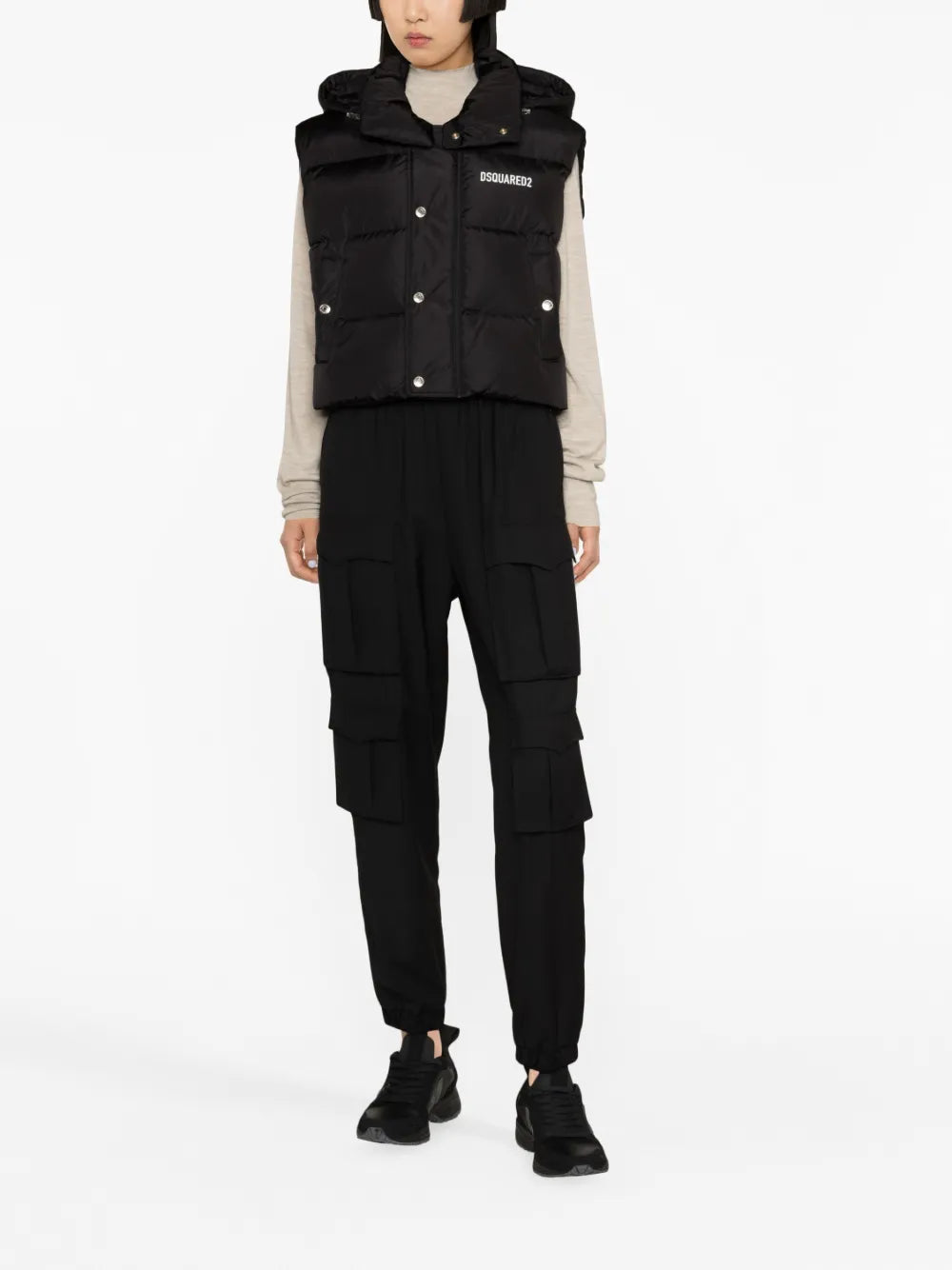 Logo-Print Cropped Gilet