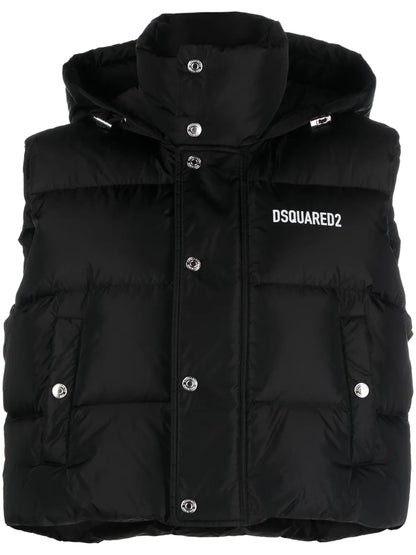 Logo-Print Cropped Gilet