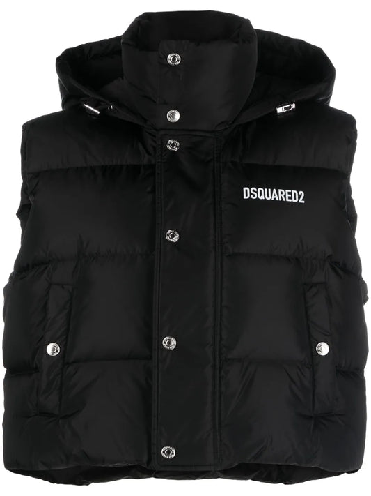 Logo-Print Cropped Gilet