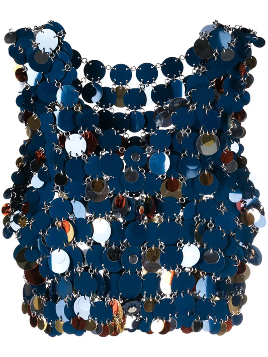 Paillette-Chainmail Cropped Top