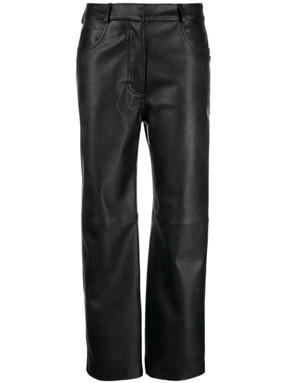 Faux-Leather Straight-Leg Trousers