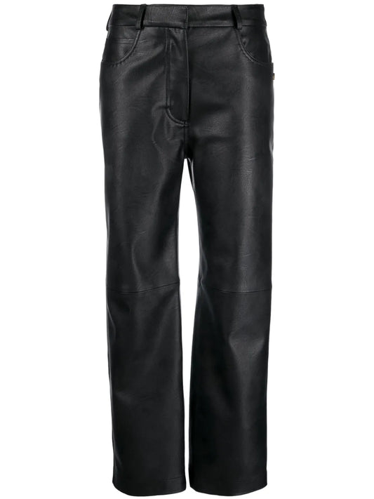 Faux-Leather Straight-Leg Trousers