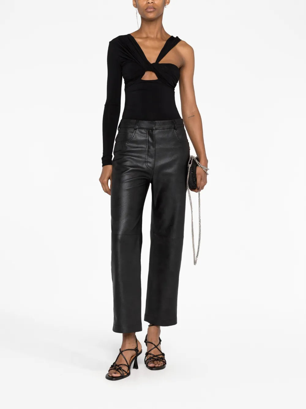 Faux-Leather Straight-Leg Trousers
