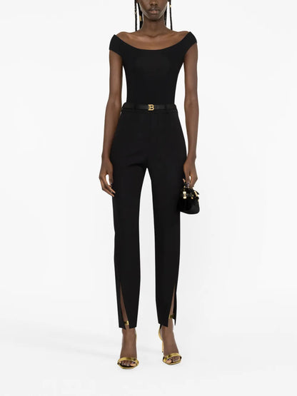 Split-Hem Virgin Wool Tapered Trousers