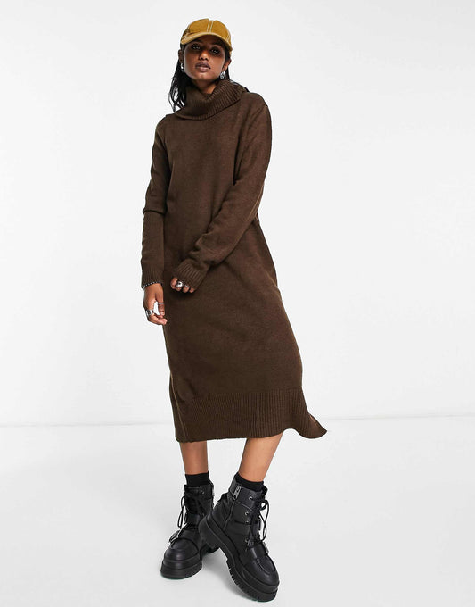 Roll Neck Midi Jumper Dress