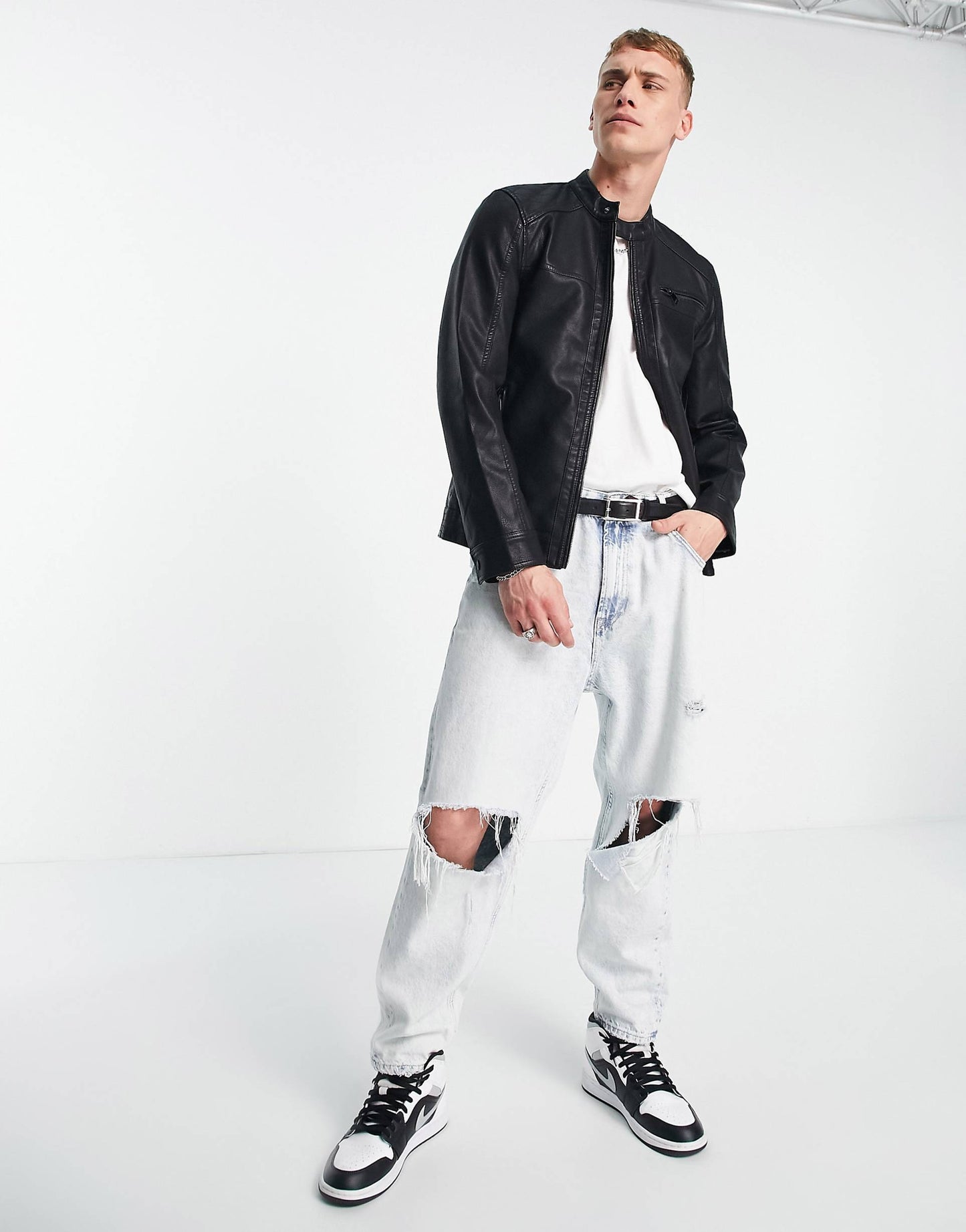 Faux Leather Racer Jacket