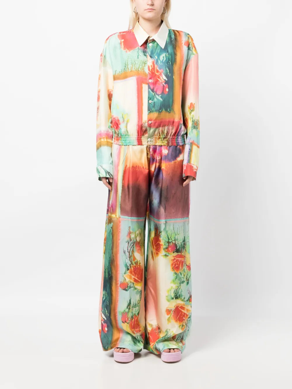 Abstract-Print Silk Shirt