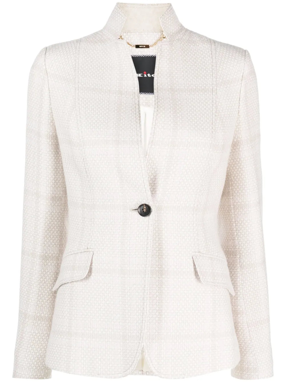 Check-Pattern Single-Breasted Blazer