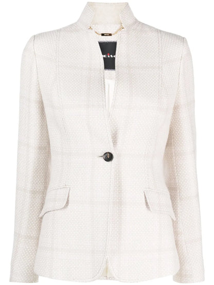 Check-Pattern Single-Breasted Blazer
