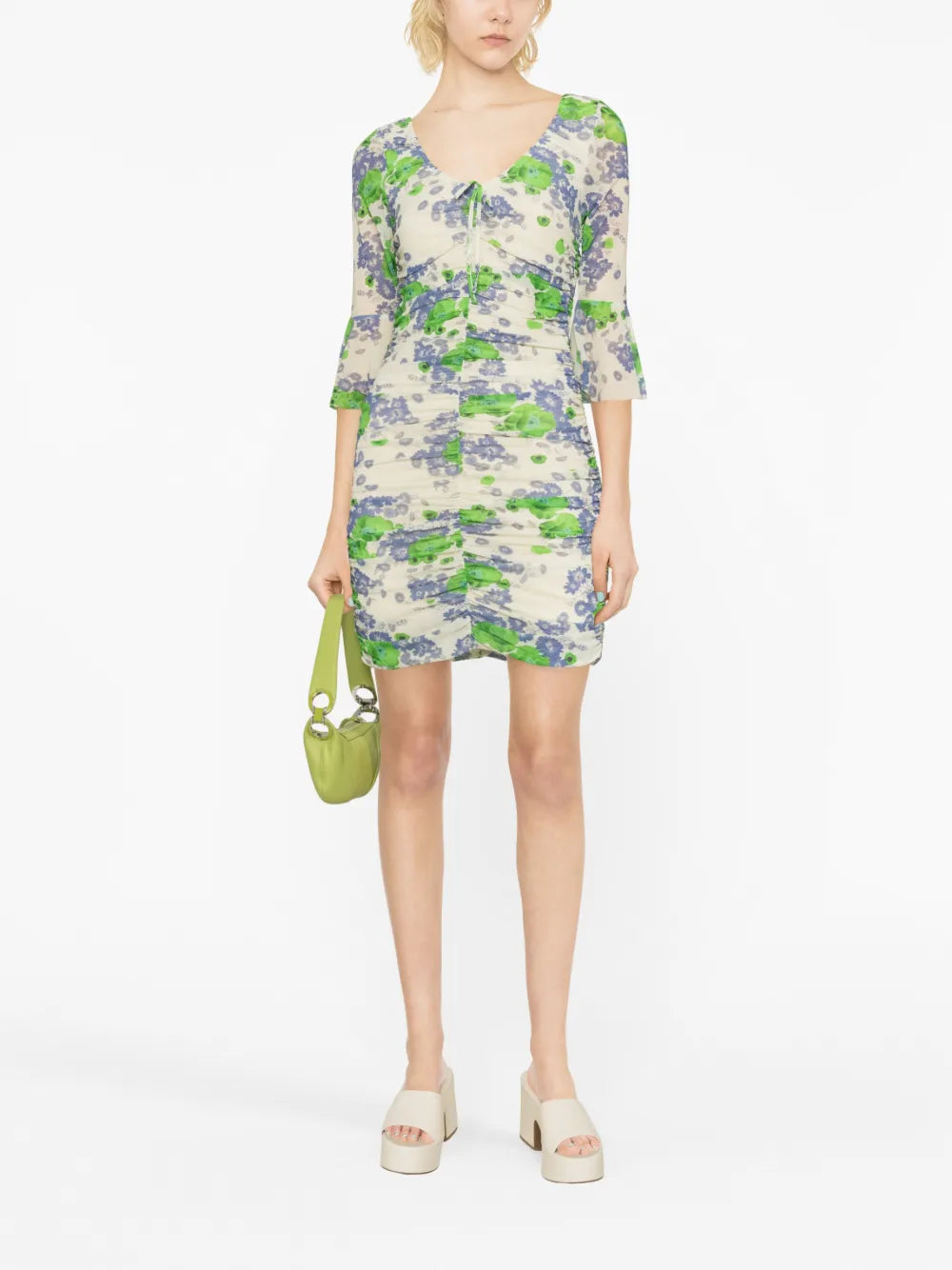 Floral-Print Ruched Minidress