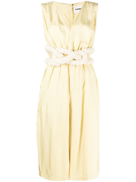 Cut-Out Belted Satin Jumpsuit