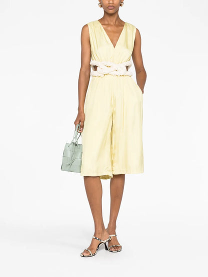 Cut-Out Belted Satin Jumpsuit