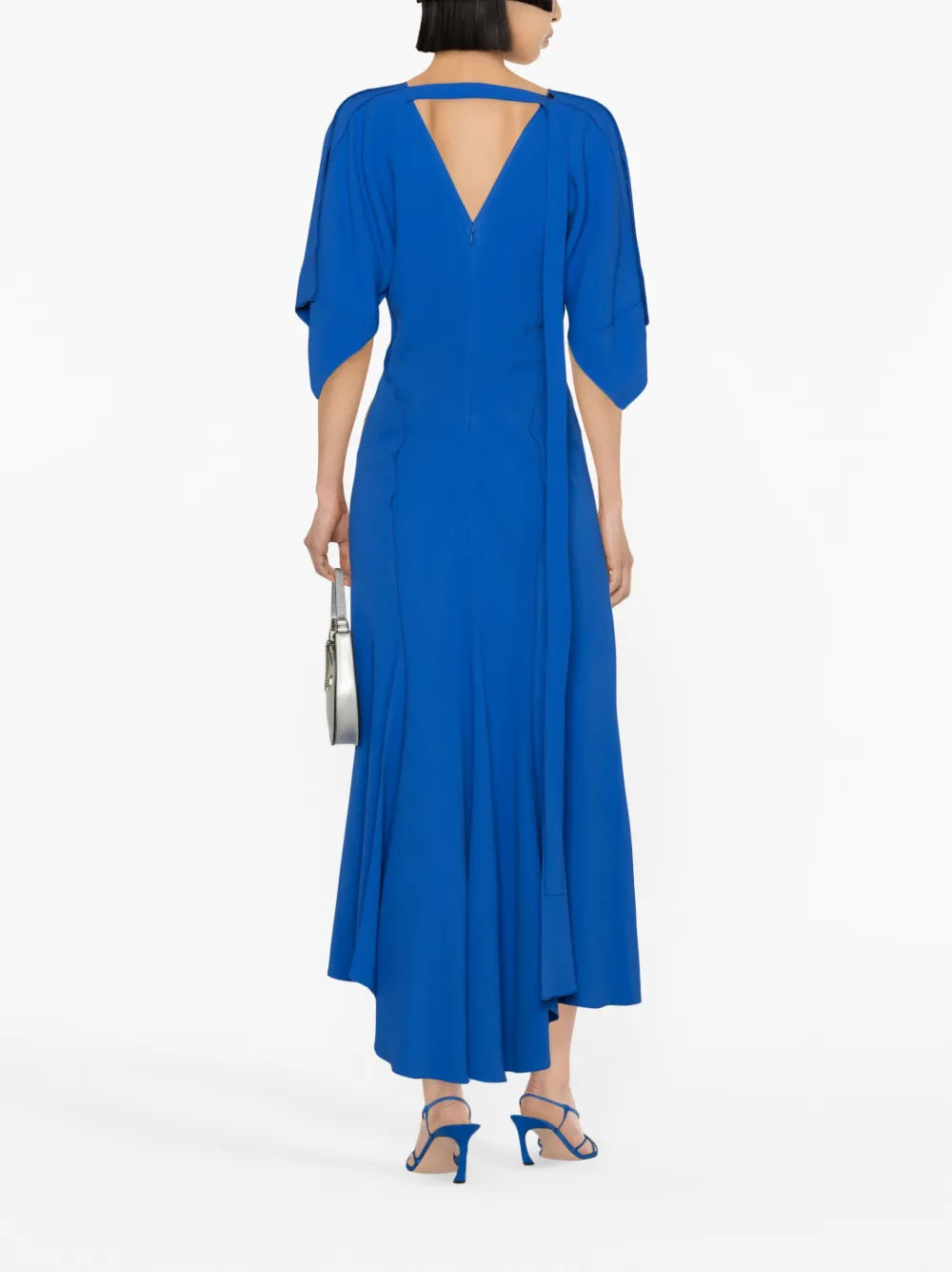 Draped-Sleeve Midi Dress