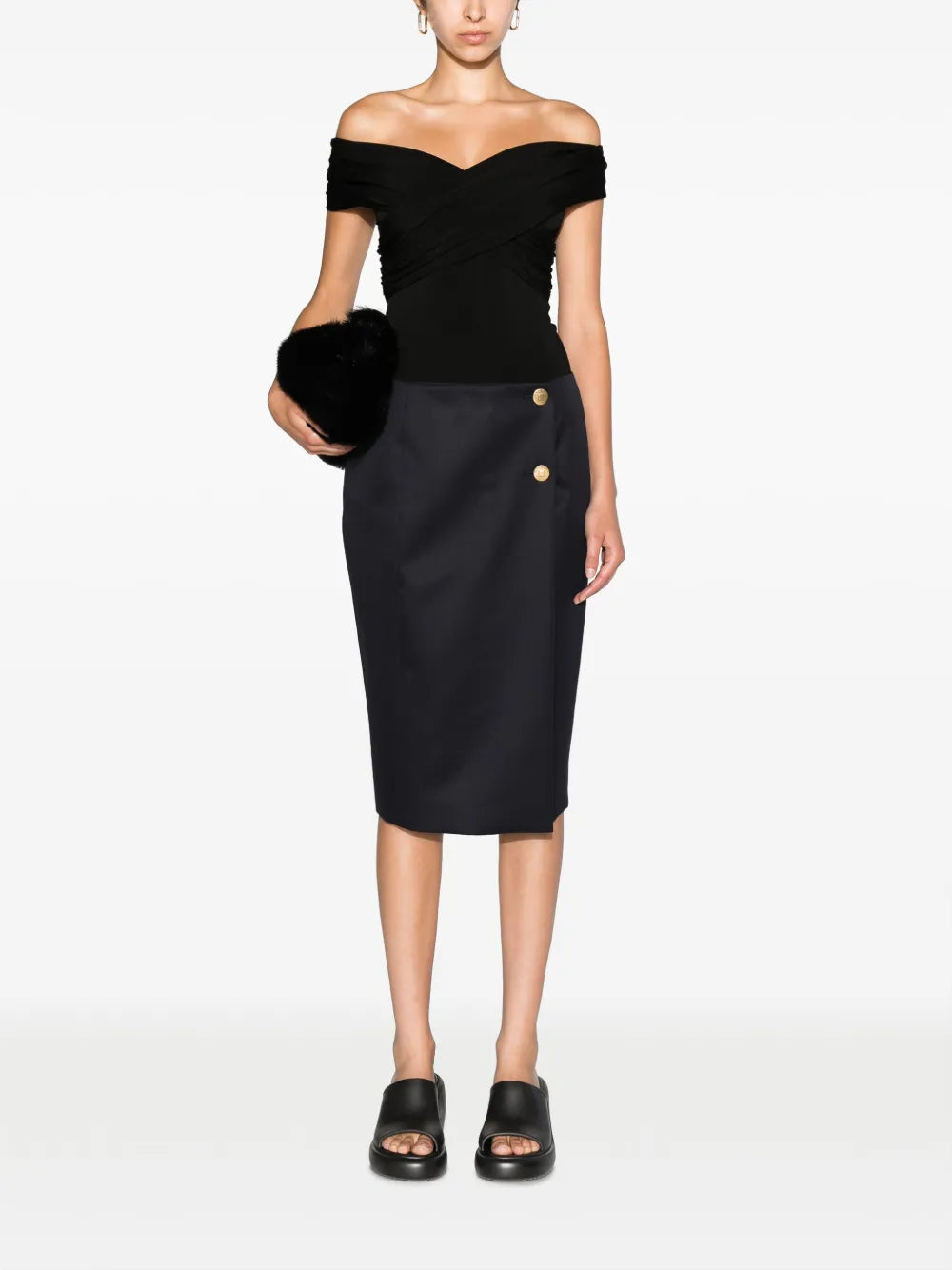 Wool-Blend Straight Skirt