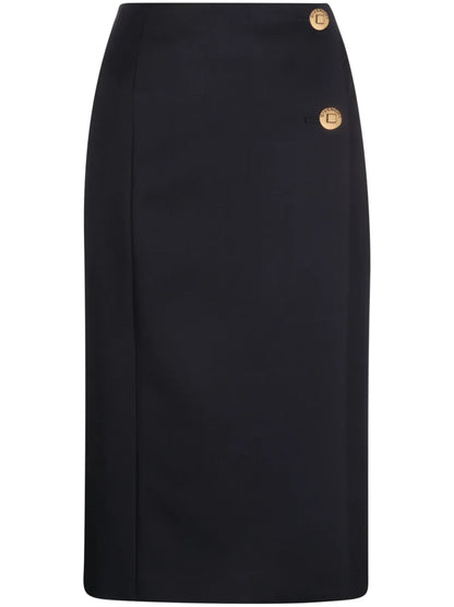 Wool-Blend Straight Skirt