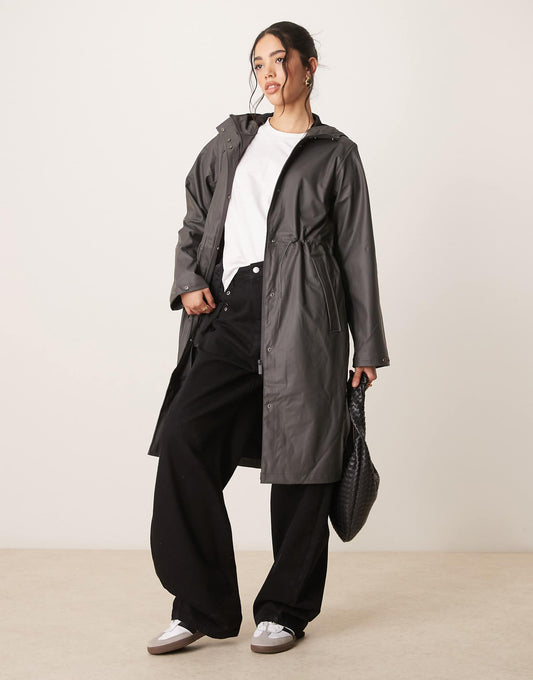 Femme Longline Raincoat With Toggle Waist