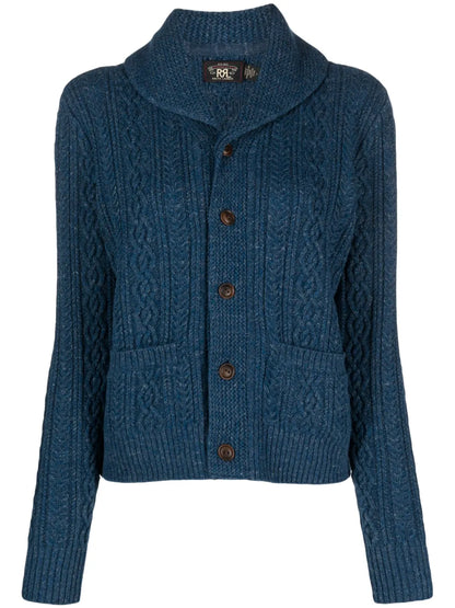 Shawl-Collar Cable-Knit Cardigan