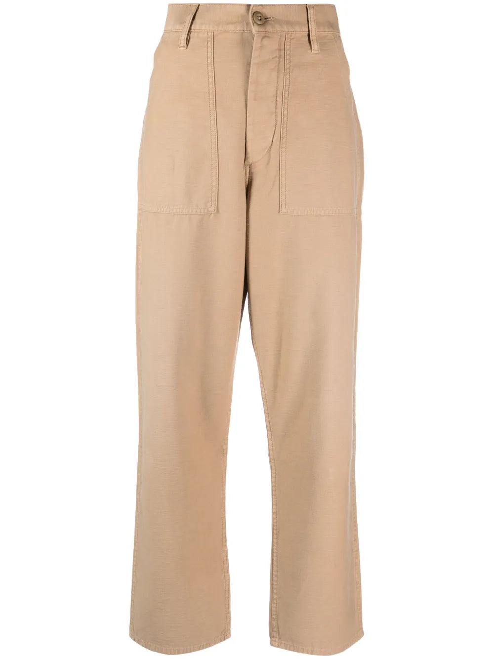 High-Waisted Tapered Cotton Trousers