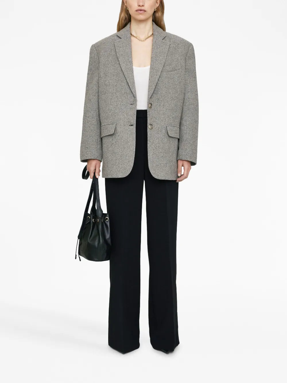 Quinn Herringbone Single-Breasted Blazer