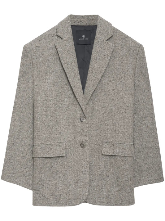 Quinn Herringbone Single-Breasted Blazer