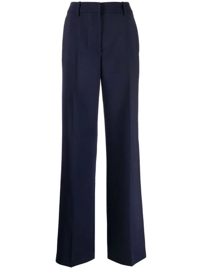 Wide-Leg Virgin-Wool-Blend Trousers
