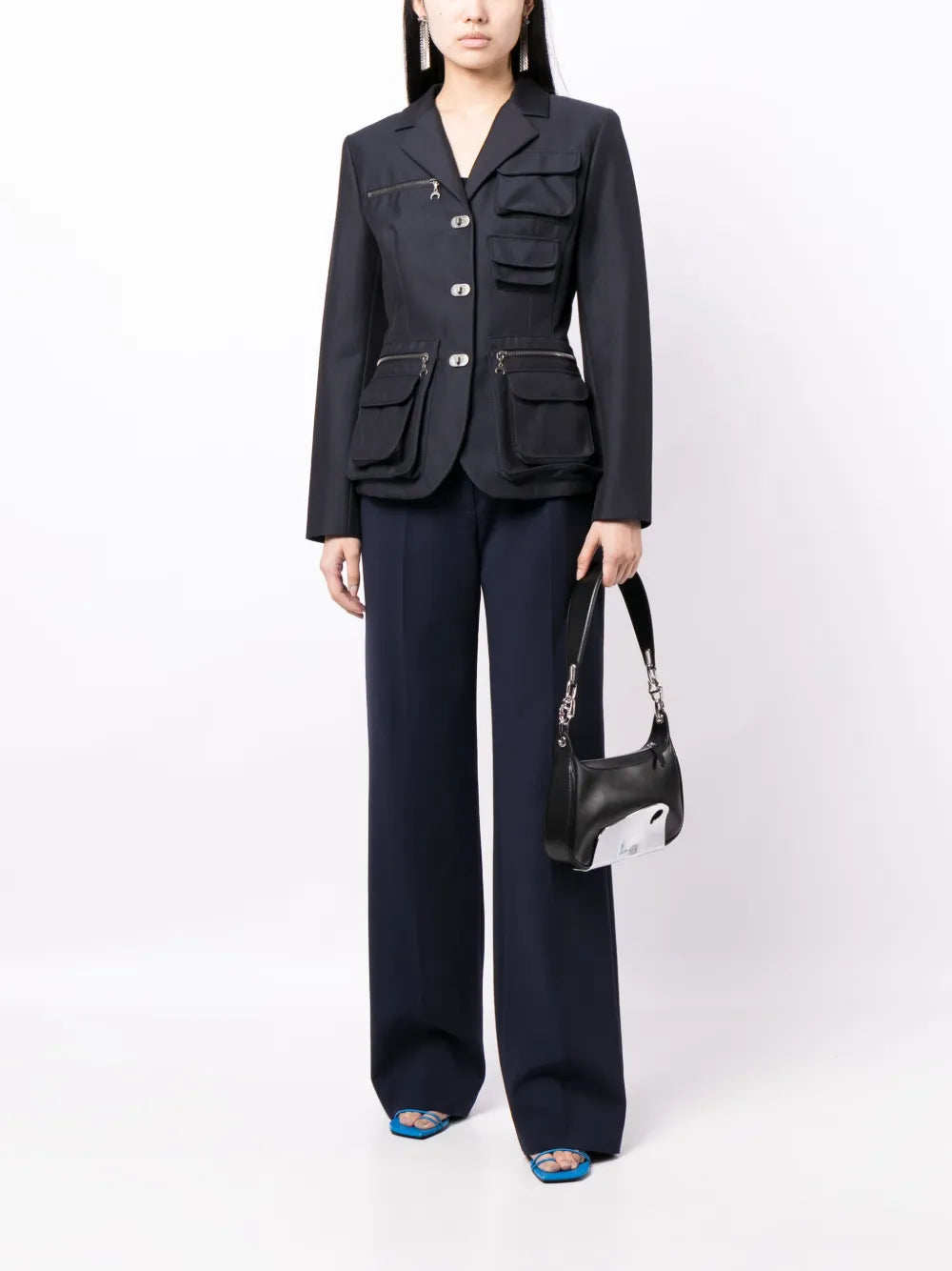 Wide-Leg Virgin-Wool-Blend Trousers