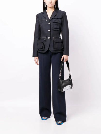 Wide-Leg Virgin-Wool-Blend Trousers
