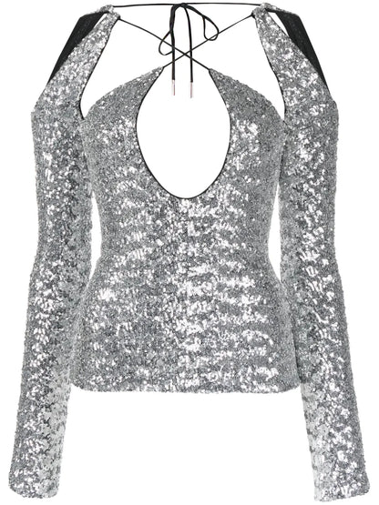 Zane Sequinned Cut-Out Top