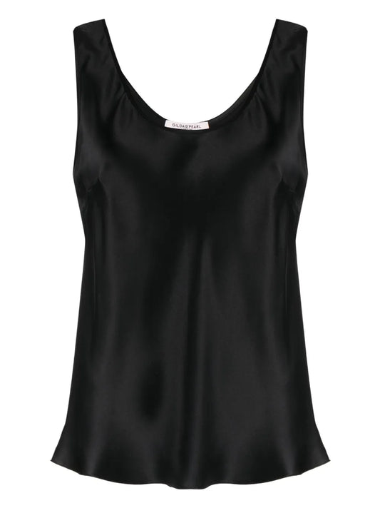 Wide-Strap Silk Tank Top