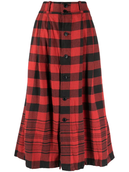 Lewis Check-Print Flared Skirt