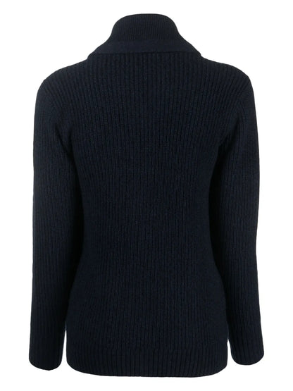 Button-Up Ribbed-Knit Cardigan