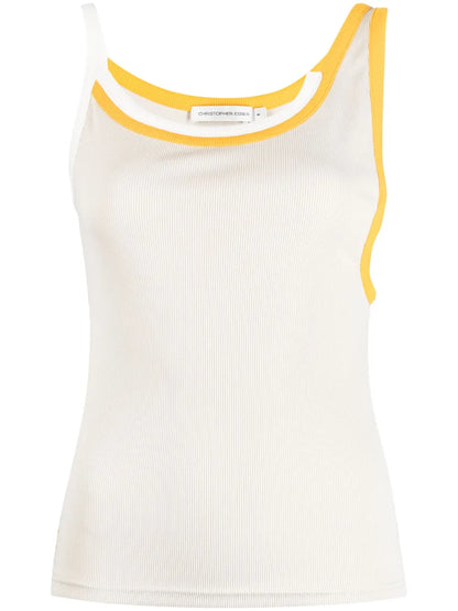 Contrasting-Trim Sleeveless Top