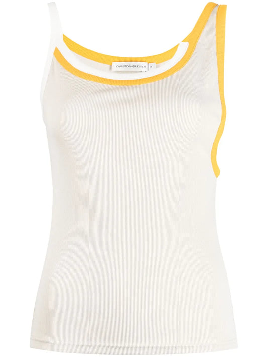 Contrasting-Trim Sleeveless Top