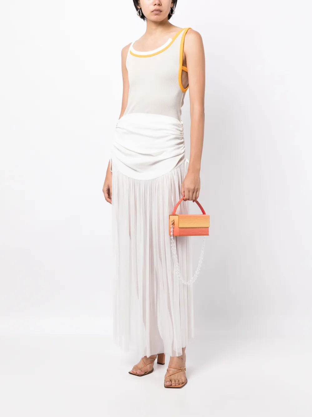 Contrasting-Trim Sleeveless Top