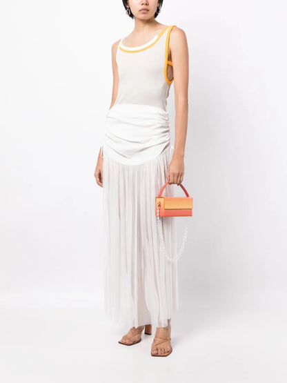 Contrasting-Trim Sleeveless Top