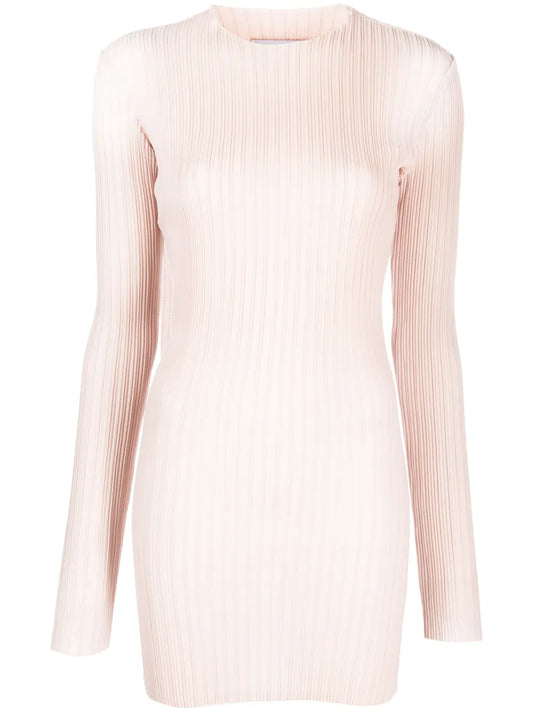 Pleated Long-Sleeved Minidress