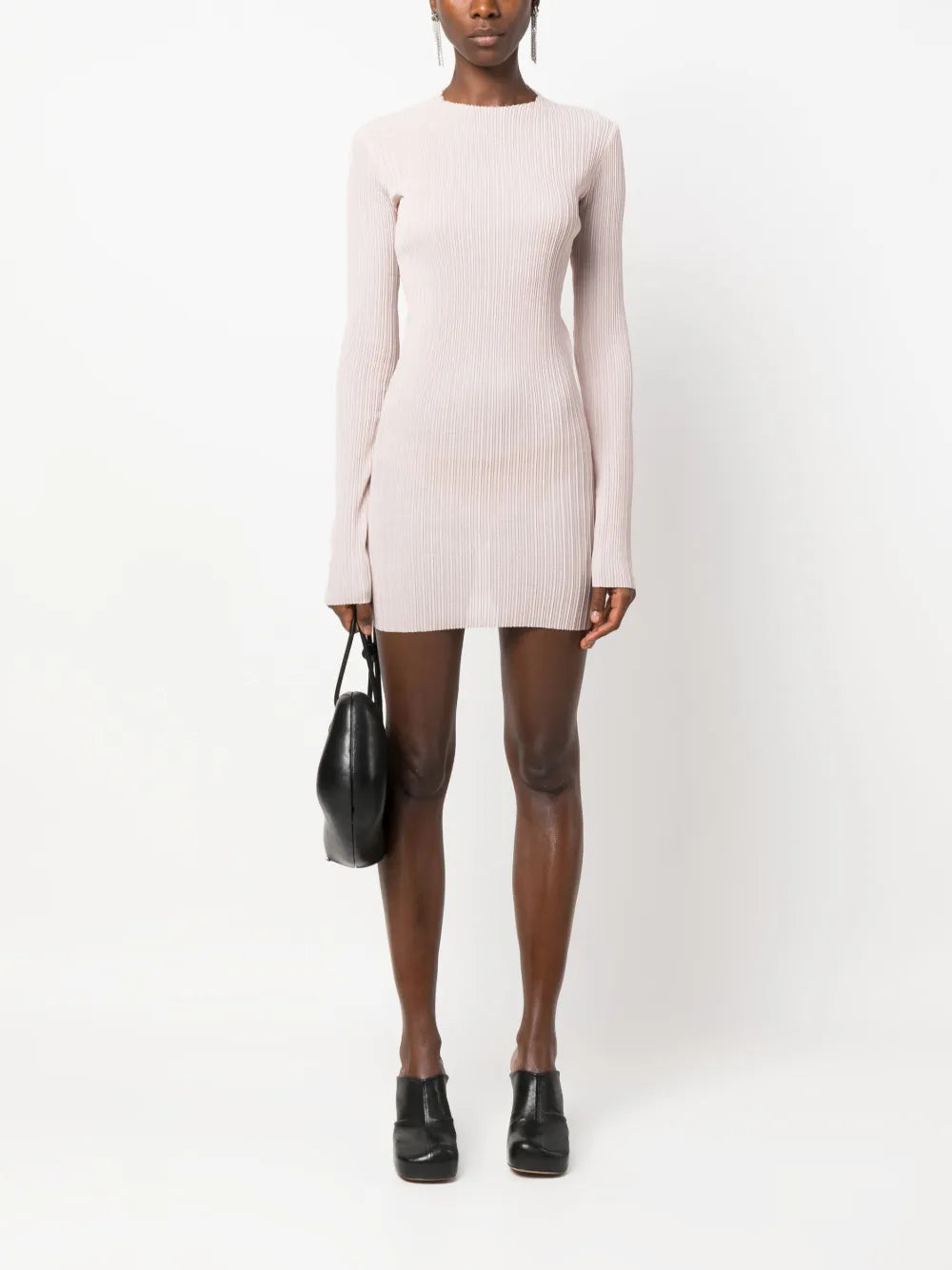 Pleated Long-Sleeved Minidress