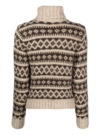 Roll-Neck Intarsia-Knit Jumper