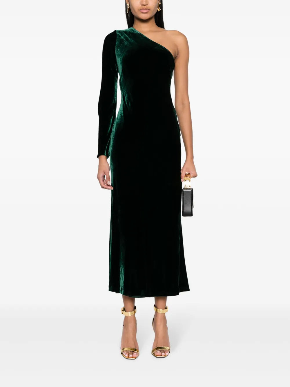 Lacee One-Shoulder Velvet Dress