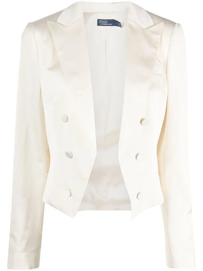 Satin-Weave Cropped Blazer