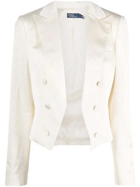Satin-Weave Cropped Blazer